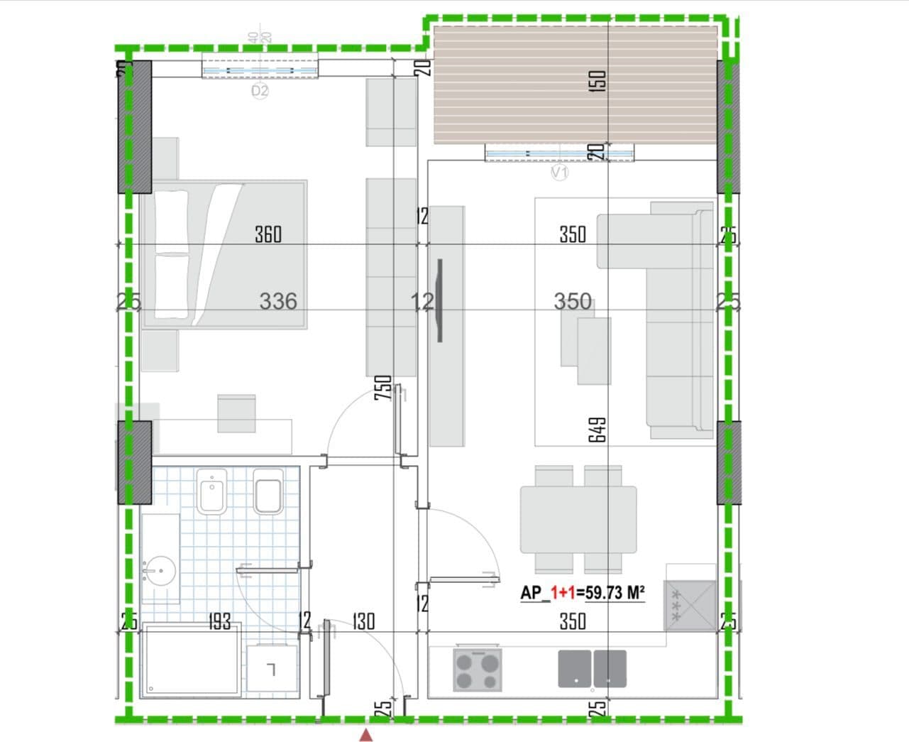 Tipologji apartamentesh 1+1 për shitje (kati i pestë banim) pranë Universitetit Bujqësor, Kamëz! 4