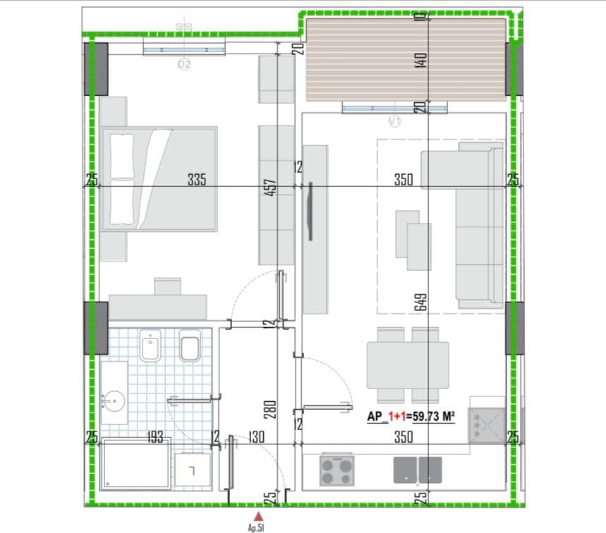 Tipologji apartamentesh 1+1 për shitje (kati i gjashtë banim) pranë Universitetit Bujqësor, Kamëz! 2
