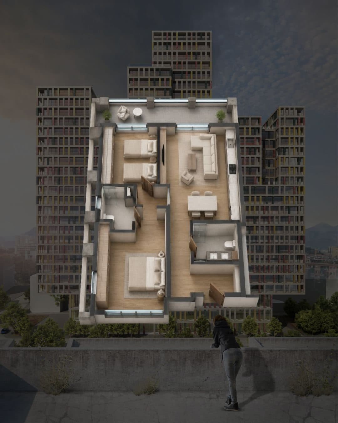 Apartament 2+1+2 për shitje tek Manhattan Residence, Zogu i Zi!
