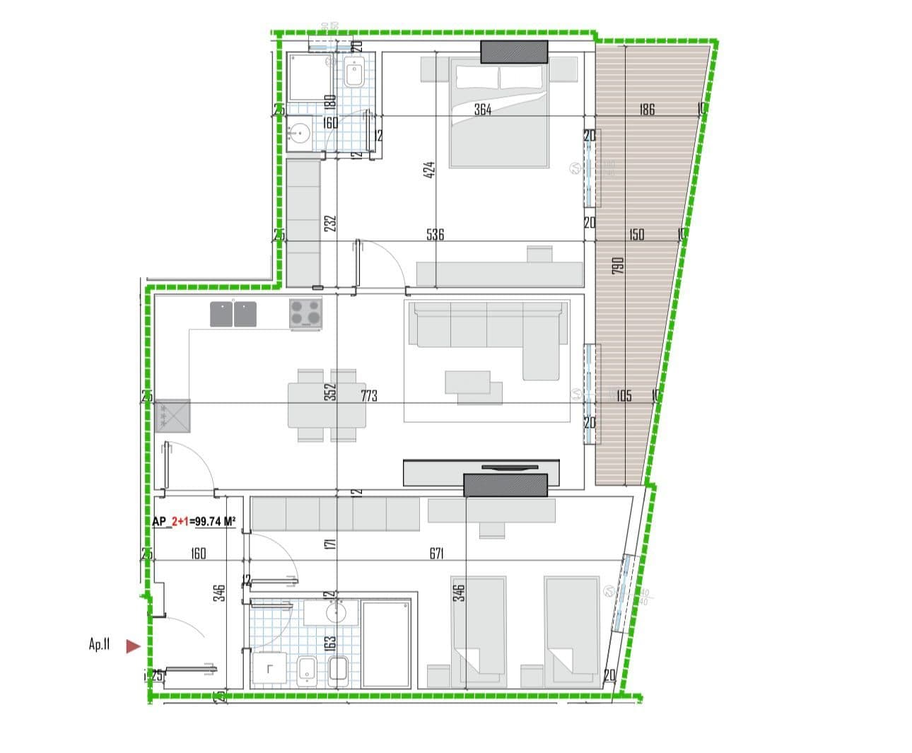 Tipologji apartamentesh 2+1 për shitje (kati i dytë banim) pranë Universitetit Bujqësor, Kamëz! 2