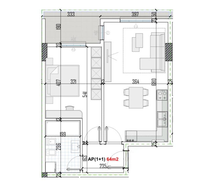 Dy apartamente 1+1 për shitje tek Green Residence, Kamëz! 800€/m2 2