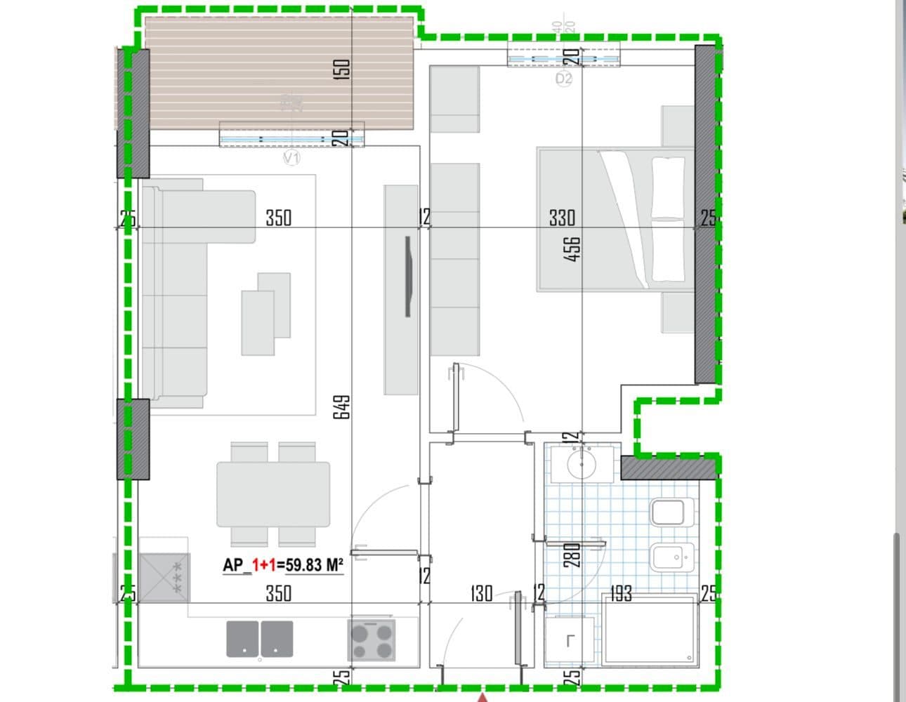 Tipologji apartamentesh 1+1 për shitje (kati i tretë banim) pranë Universitetit Bujqësor, Kamëz! 3