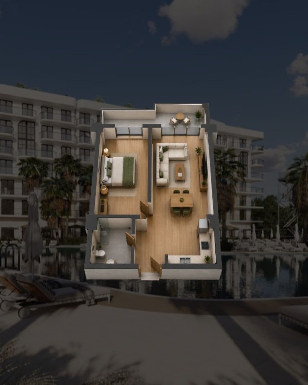 Apartament 1+1 për shitje, Bonita Luxury, Golem!!