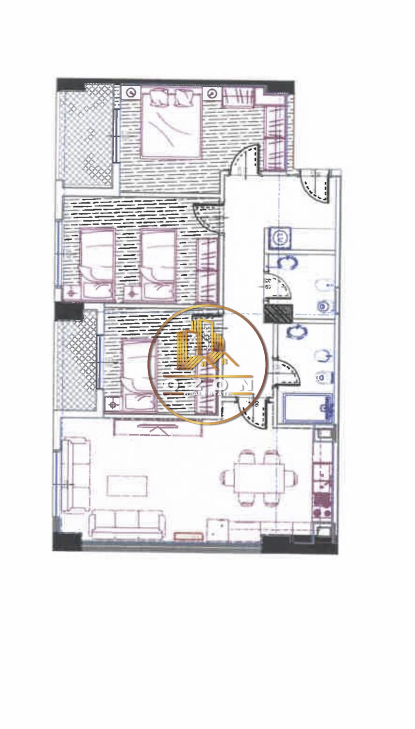 SHITET APARTAMENT 3+1+2, TEK STACIONI I TRENIT!