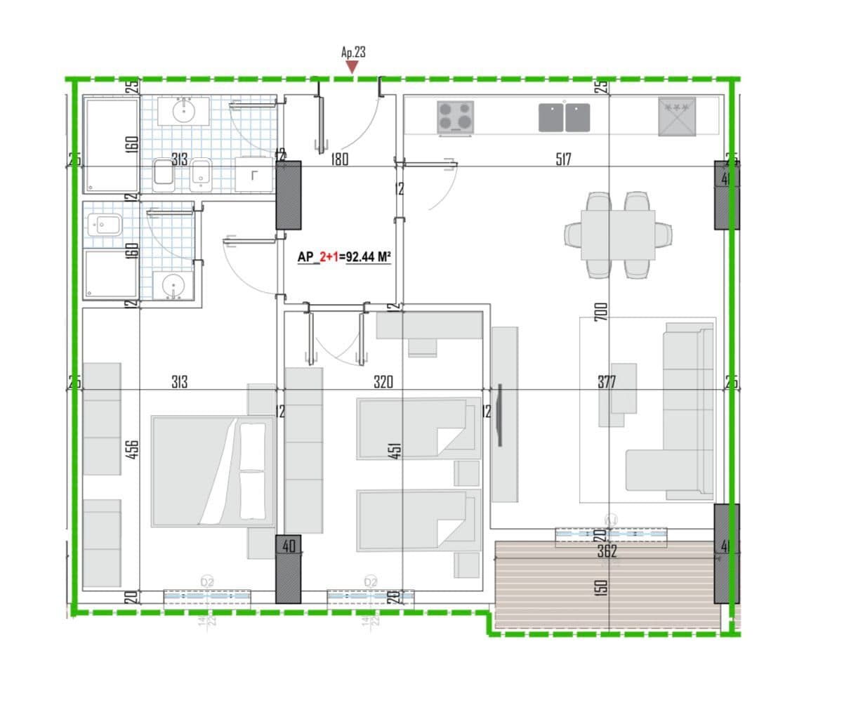 Tipologji apartamentesh 2+1 për shitje (kati i tretë banim) pranë Universitetit Bujqësor, Kamëz! 3