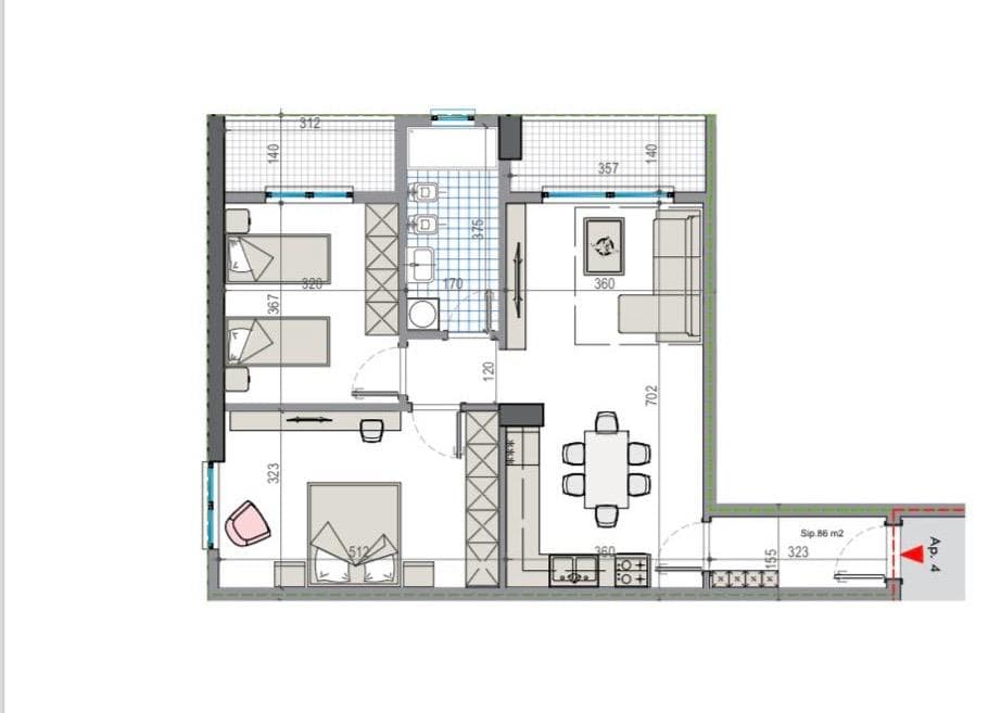 Apartament 2+1 Per Shitje Tek Kompleksi Mëhillaj shpk-Kamez 2