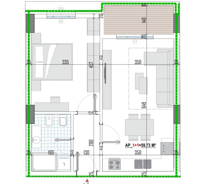 Tipologji apartamentesh 1+1 për shitje (kati i gjashtë banim) pranë Universitetit Bujqësor, Kamëz! 4