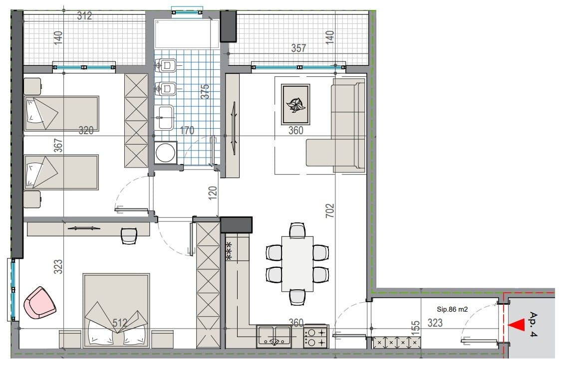 Apartament 2+1 për Shitje në Kamëz!
