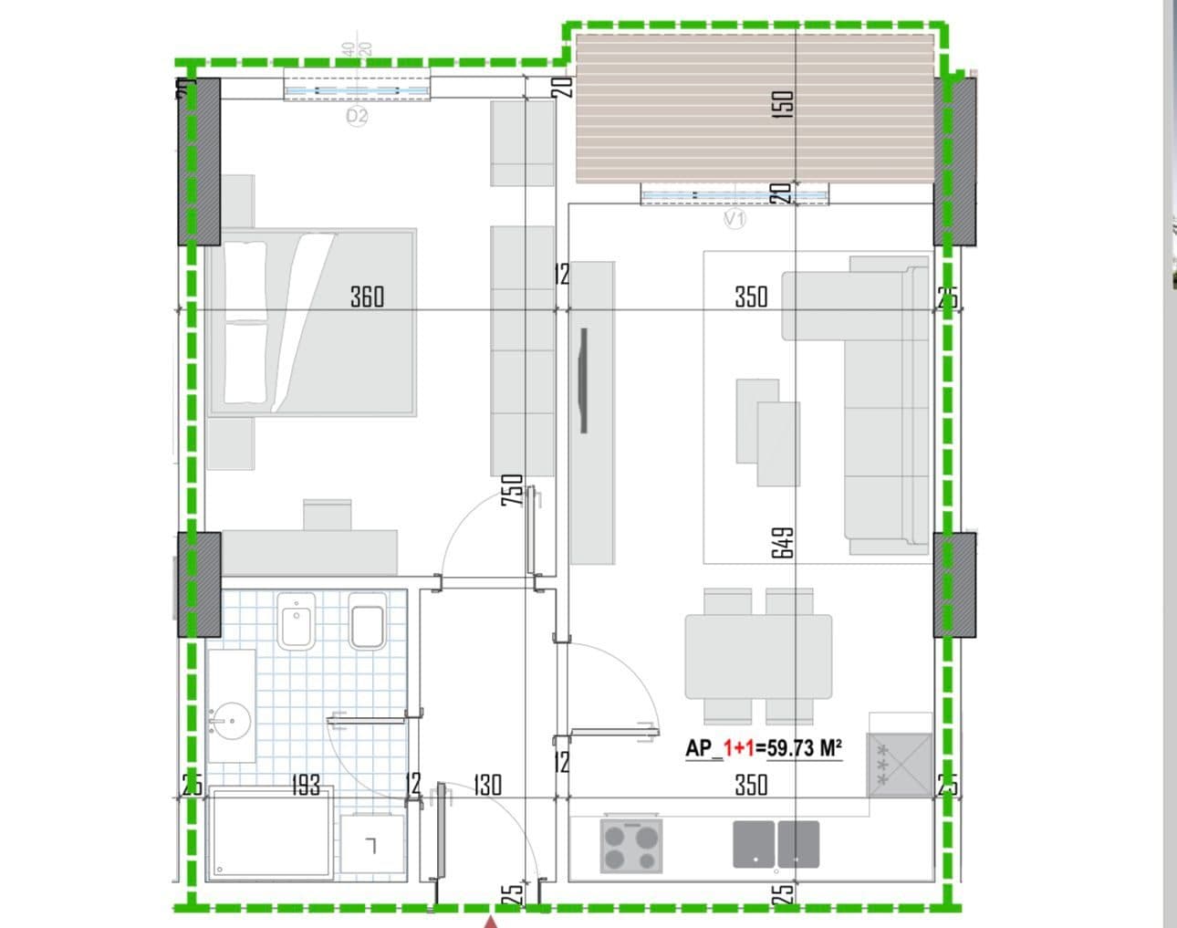 Tipologji apartamentesh 1+1 për shitje (kati i tretë banim) pranë Universitetit Bujqësor, Kamëz! 2