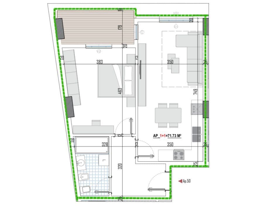 Tipologji apartamentesh 1+1 për shitje (kati i gjashtë banim) pranë Universitetit Bujqësor, Kamëz! 3