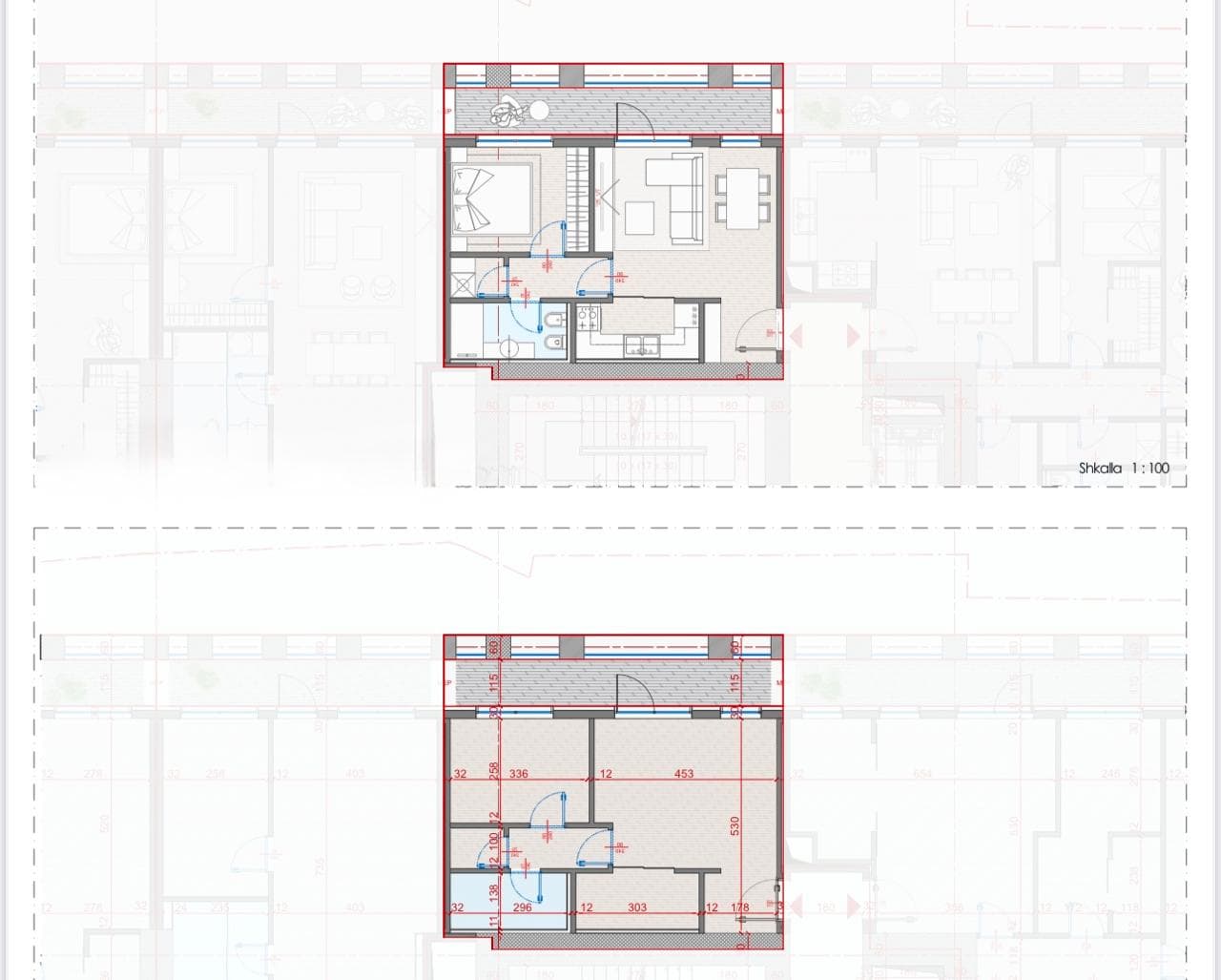 Dy Apartamente 1+1 për Shitje tek Manhatan Residence, Zogu i Zi (pranë Kryqëzimit të Don Boskos). 2