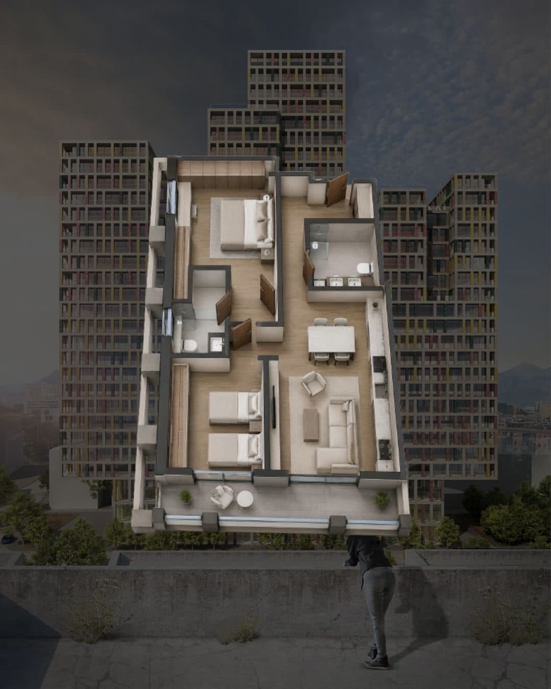 Apartament 2+1+2 për shitje, Manhattan Residence, Zogu i Zi!