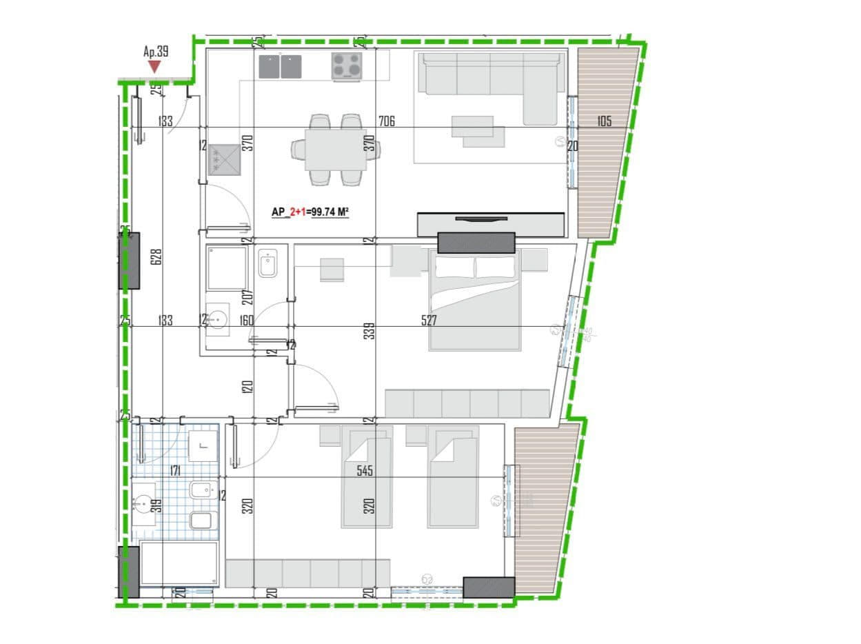 Tipologji apartamentesh 2+1+2 për shitje (kati i pestë banim) pranë Universitetit Bujqësor, Kamëz! 2