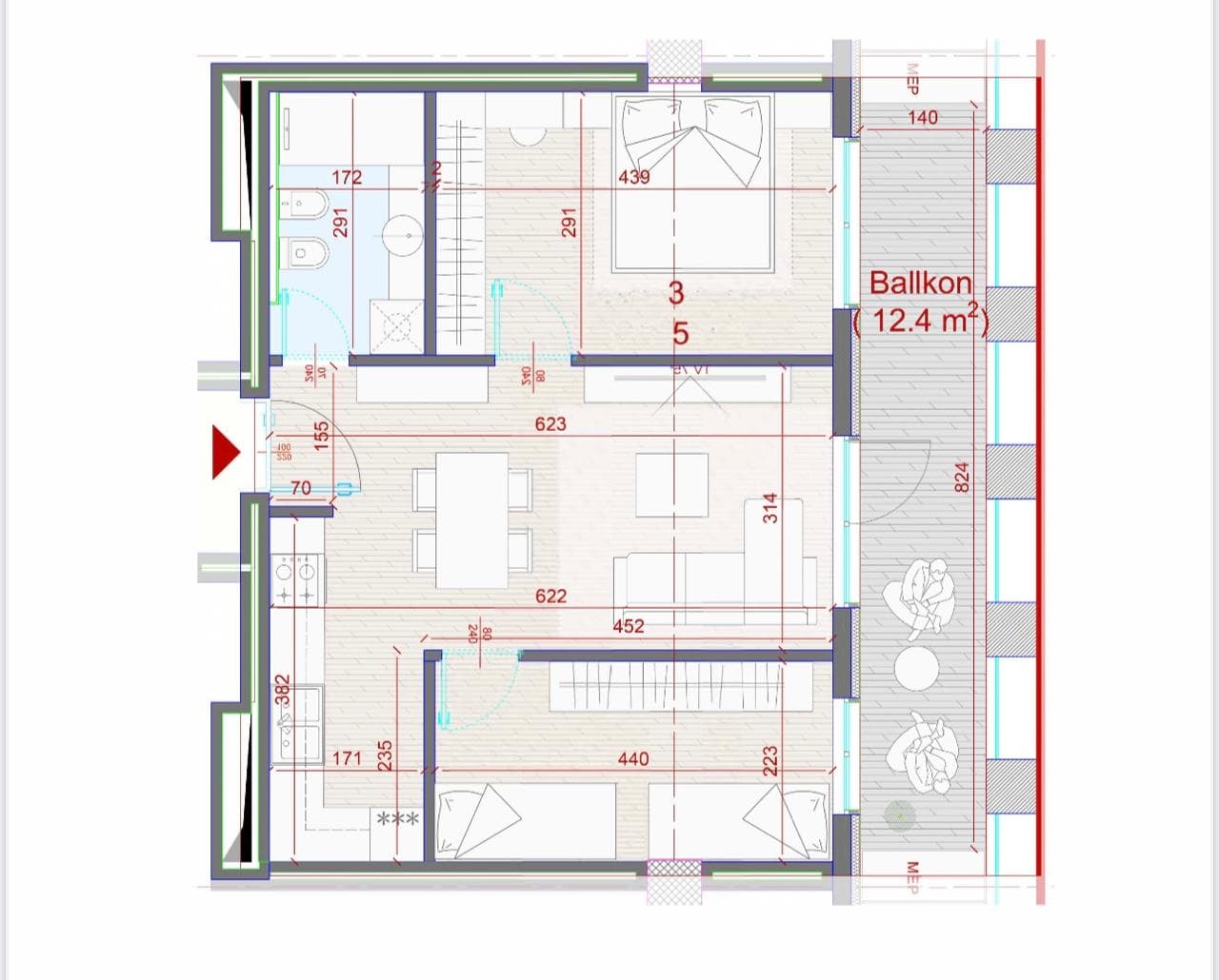 Apartamente 2+1 për Shitje tek Manhatan Residence, Zogu i Zi (pranë Kryqëzimit të Don Boskos). 4