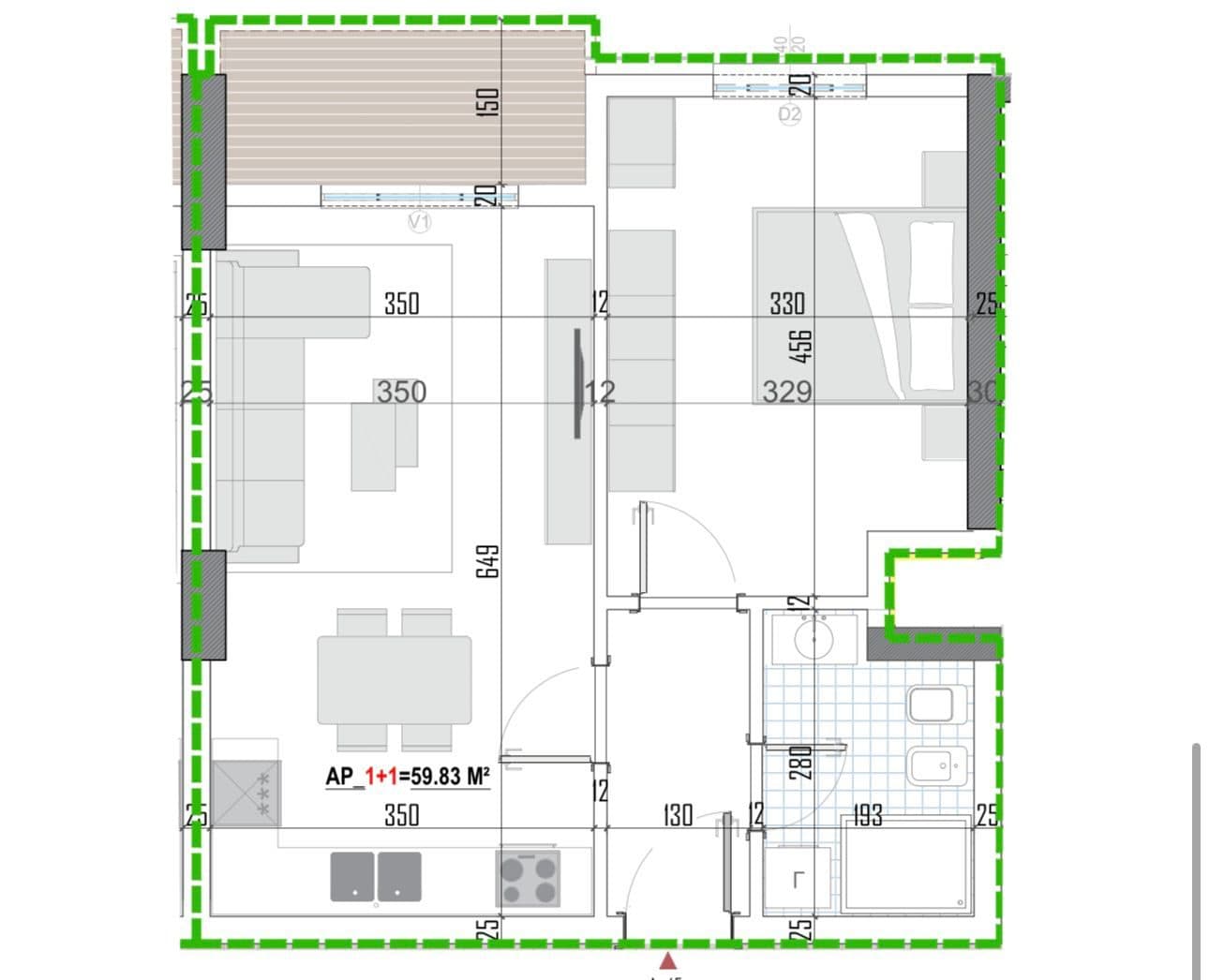 Tipologji apartamentesh 1+1 për shitje (kati i pestë banim) pranë Universitetit Bujqësor, Kamëz! 2