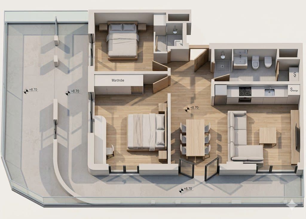 Apartament 2+1+2 për shitje tek One Orikum Bay, Përballe Portit! 1