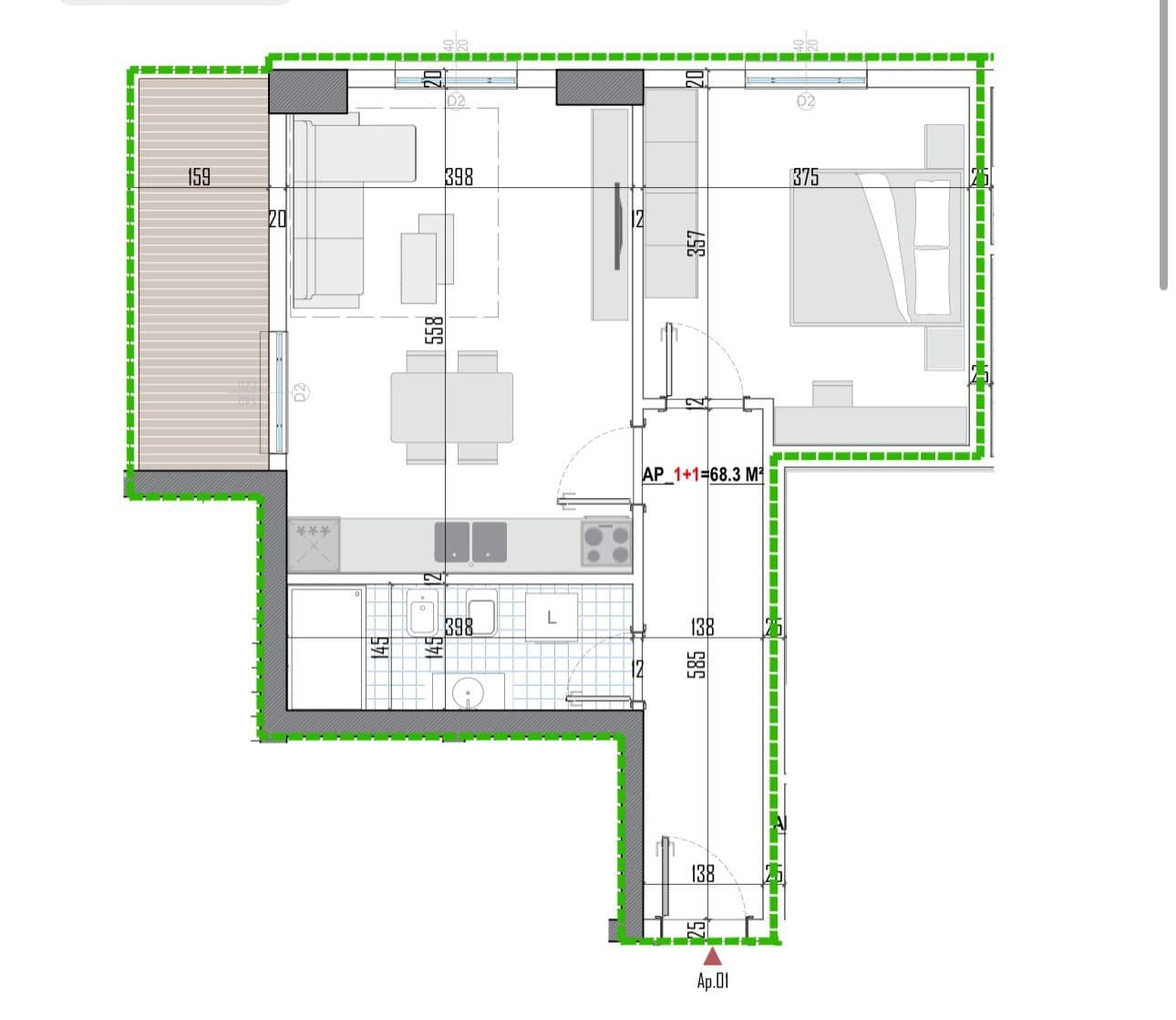 Tipologji apartamentesh 1+1 për shitje (kati i parë banim) pranë Universitetit Bujqësor, Kamëz! 2