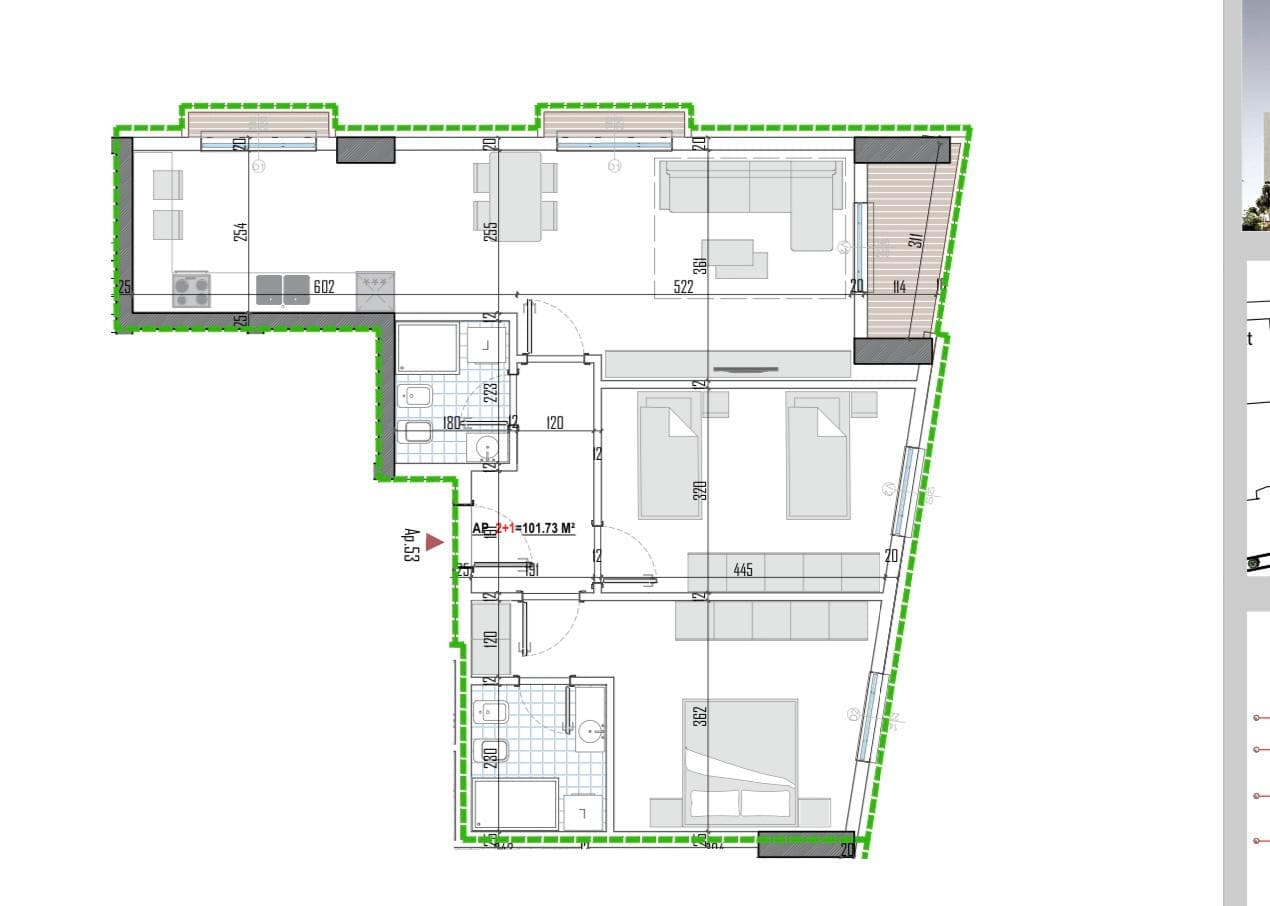 Tipologji apartamentesh 2+1 për shitje (kati i shtatë banim) pranë Universitetit Bujqësor, Kamëz! 4