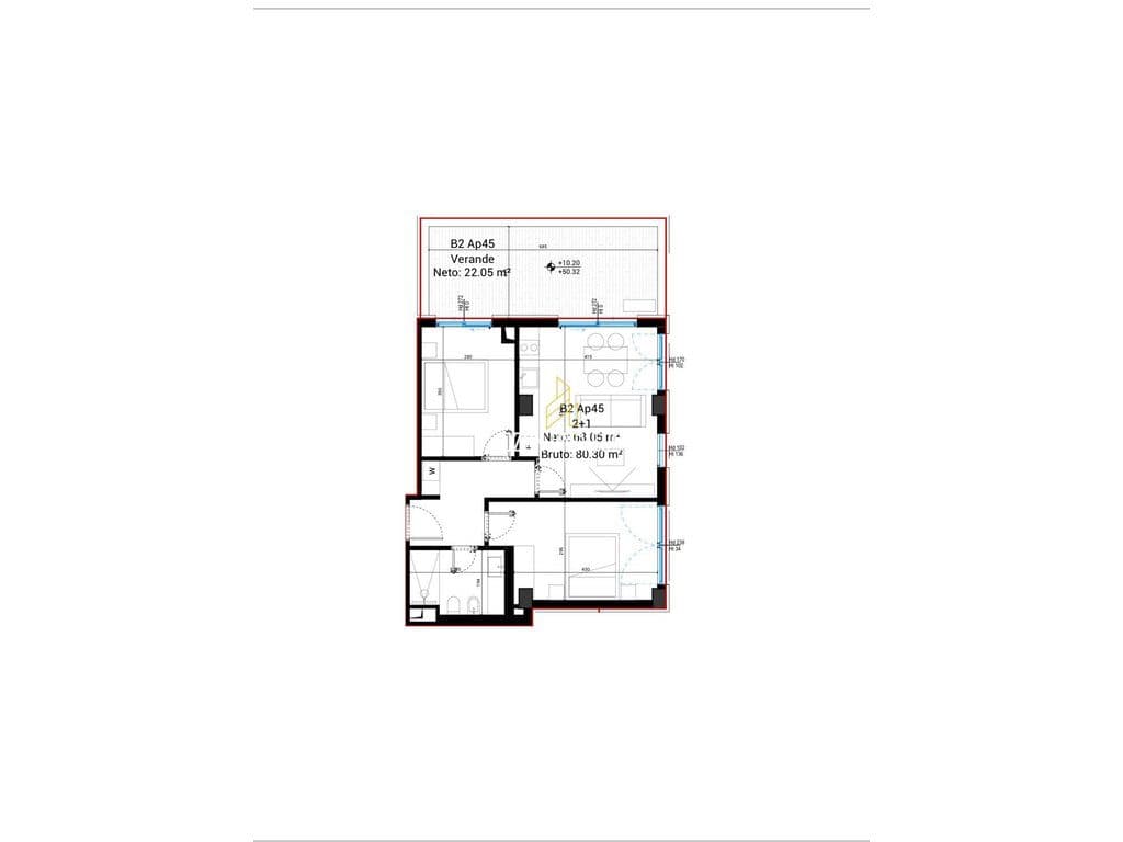 Apartament 2+1 për Shitje Me Verandë Tek Santorini 2, Dhërmi 2