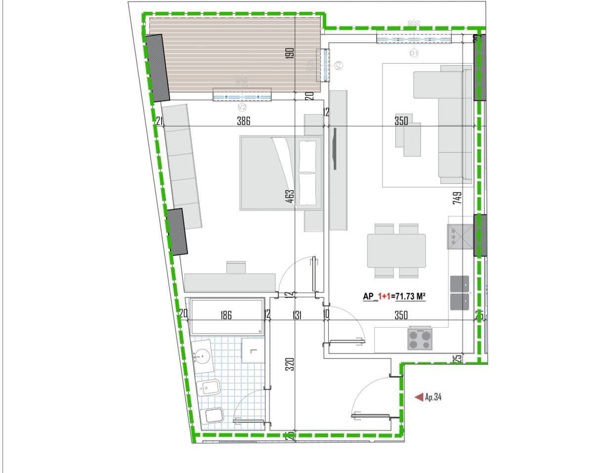 Tipologji apartamentesh 1+1 për shitje (kati i katërt banim) pranë Universitetit Bujqësor, Kamëz! 3