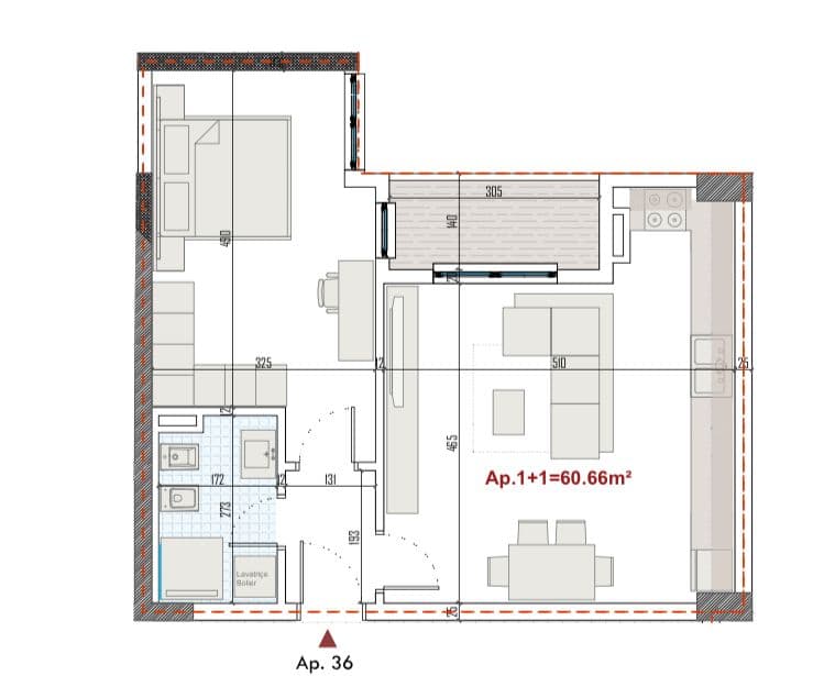 Shitet, Apartament 1+1, Ringside Residence/Paskuqan, Tiranë