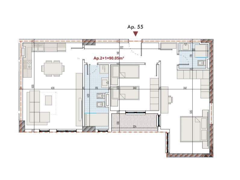 Shitet, Apartament 2+1+2, Ringside Residence/Paskuqan, Tiranë