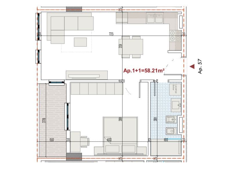 Shitet, Apartament 1+1, Ringside Residence/Paskuqan, Tiranë