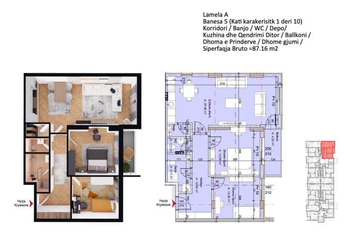 Banesë në SHITJE – 87.16 m² | Fushë 2