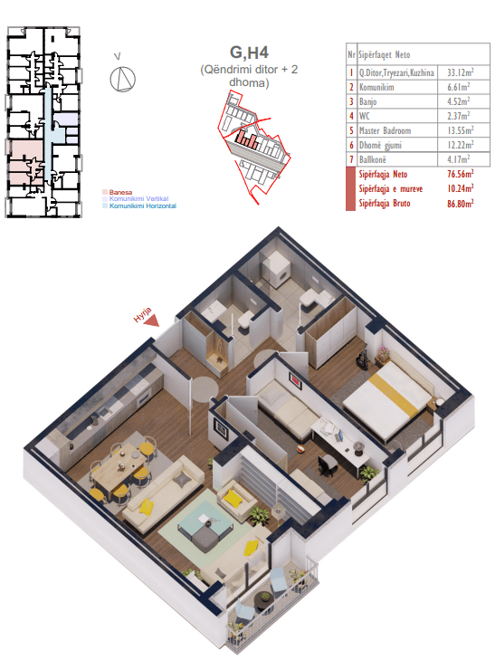 Apartament për SHITJE – 86.8 m² | Kompleksi Shiki, Prishtina e Re