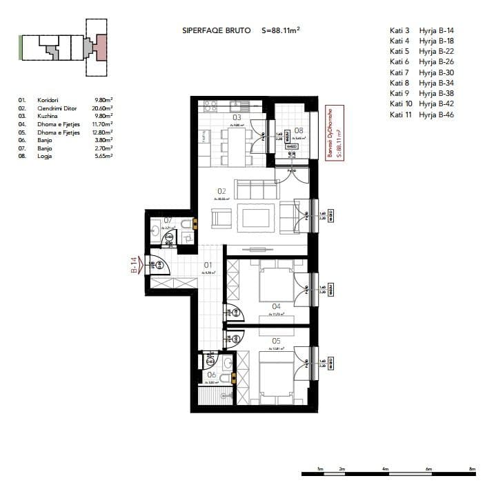 Apartament për SHITJE – 88.11 m² | Prishtina e Re, Prime Residio