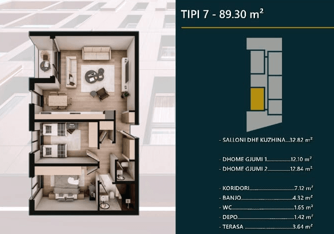 Banesë në SHITJE – 89.30 m² | Hill