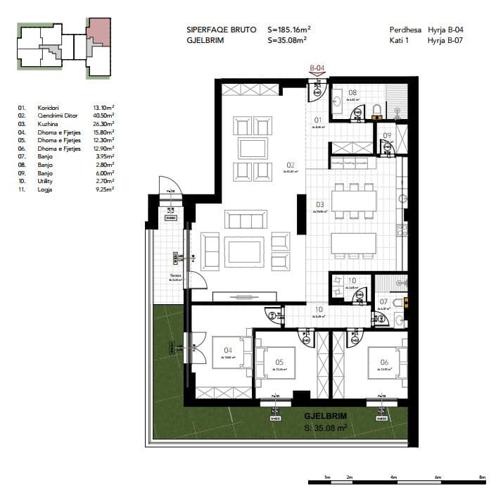 Apartament për SHITJE – 185.16 m² | Prishtina e Re, Prime Residio