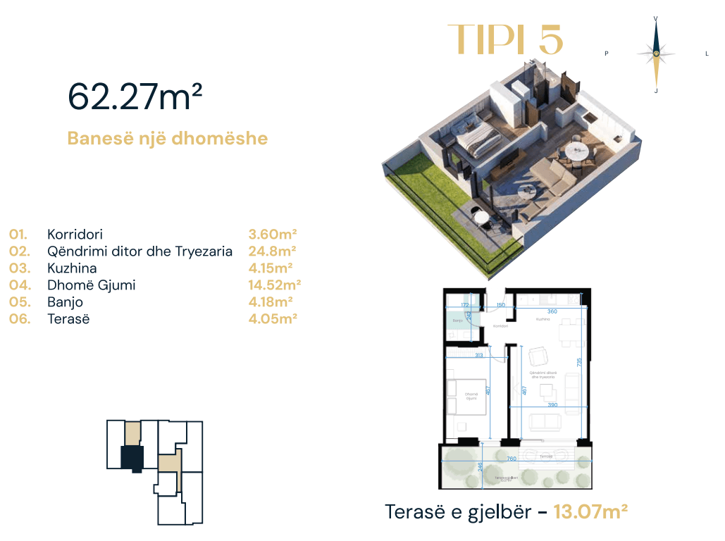 Apartament për SHITJE – 62.27 m² | Dragodan (Kompleksi Ebrona)