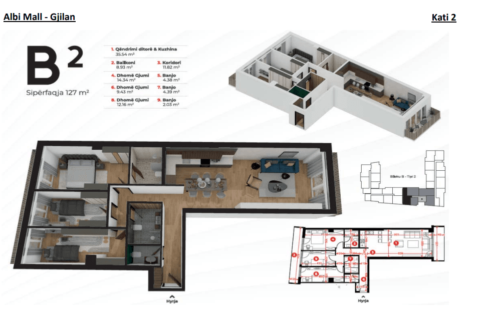 Banesë në SHITJE – 127 m² | Blloku 2,