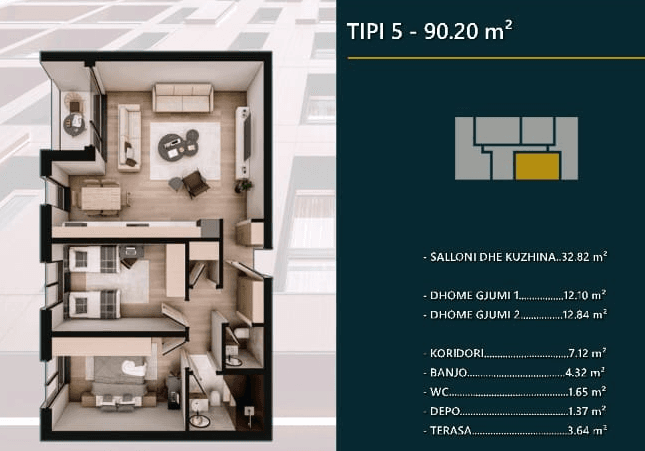 Banesë në SHITJE – 90.20 m² | Hill