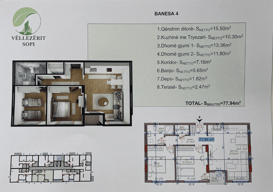 Banesë në SHITJE – 78 m² | Fushë