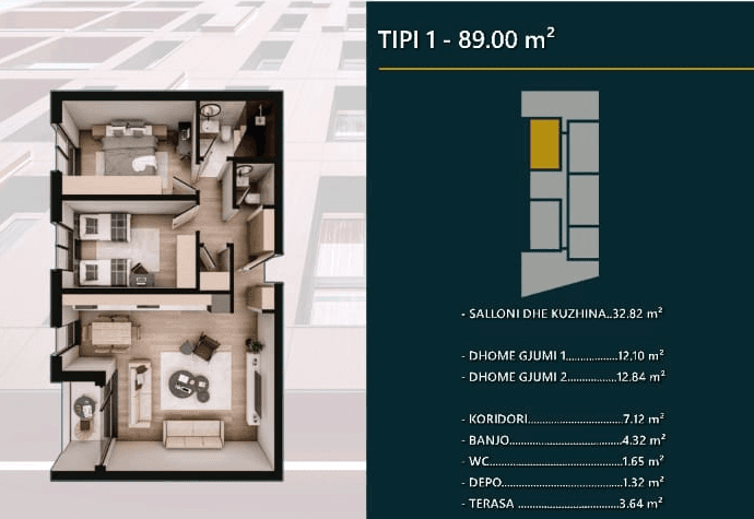 Banesë në SHITJE – 89 m² | Hill Side,