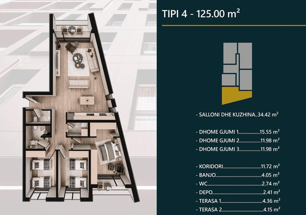 Banesë në SHITJE – 125 m² | Hill Side,