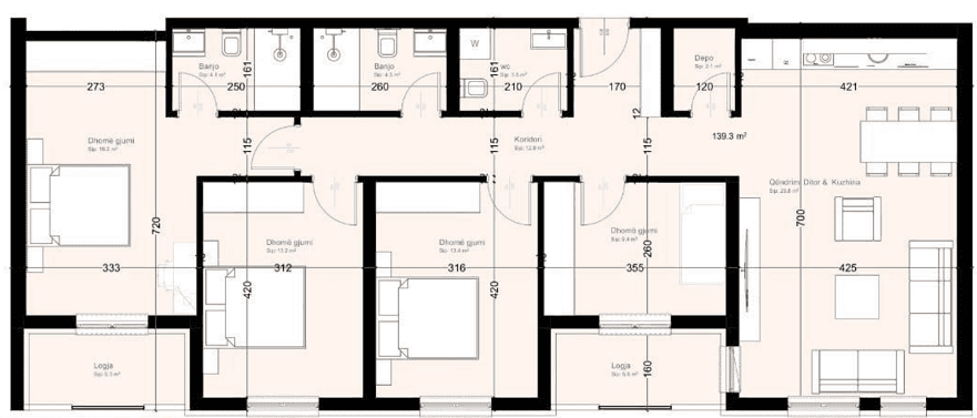 Banesë në SHITJE – 139.3 m² | Clinton 1