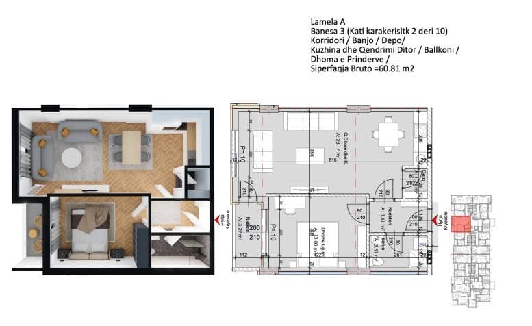 Banesë në SHITJE – 60.81 m² | Fushë 2
