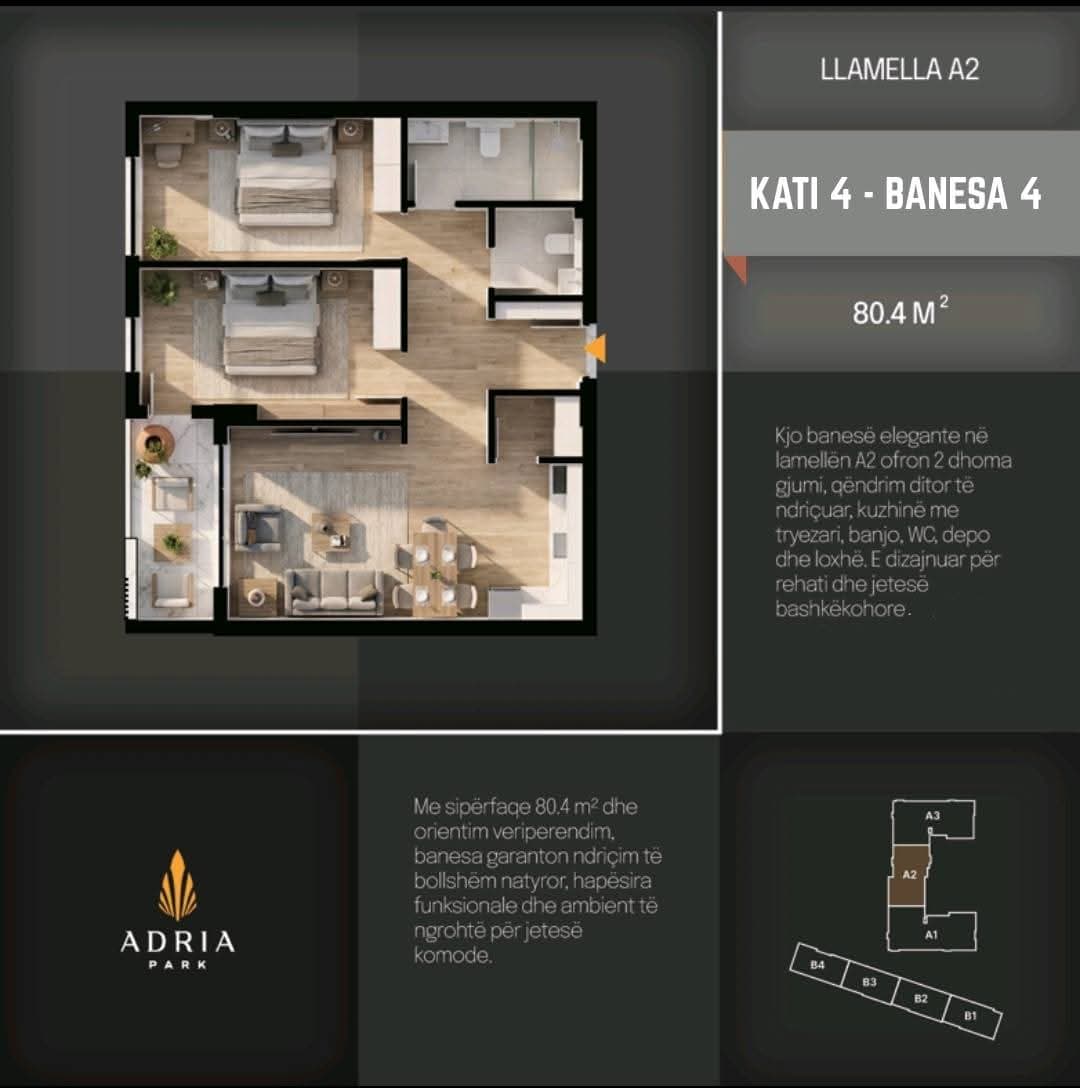 Banesë në SHITJE – 80.4 m² | Adria