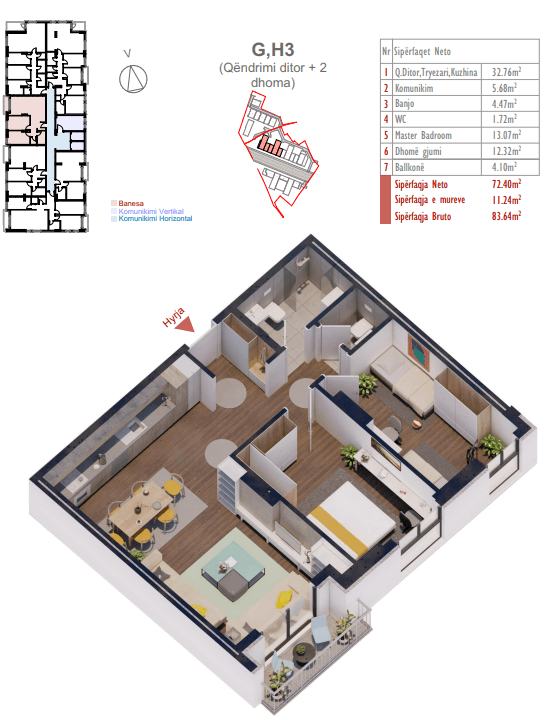 Banesë në SHITJE – 83.64 m² | Kompleksi