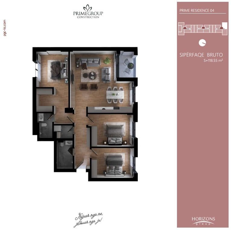 Banesë në SHITJE – 118.55 m² 1