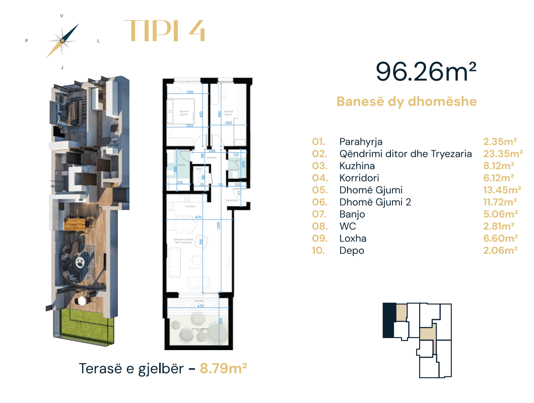 Banesë në SHITJE – 96.26 m² | Dragodan