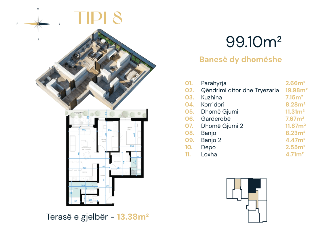 Banesë në SHITJE – 99.10 m² | Dragodan