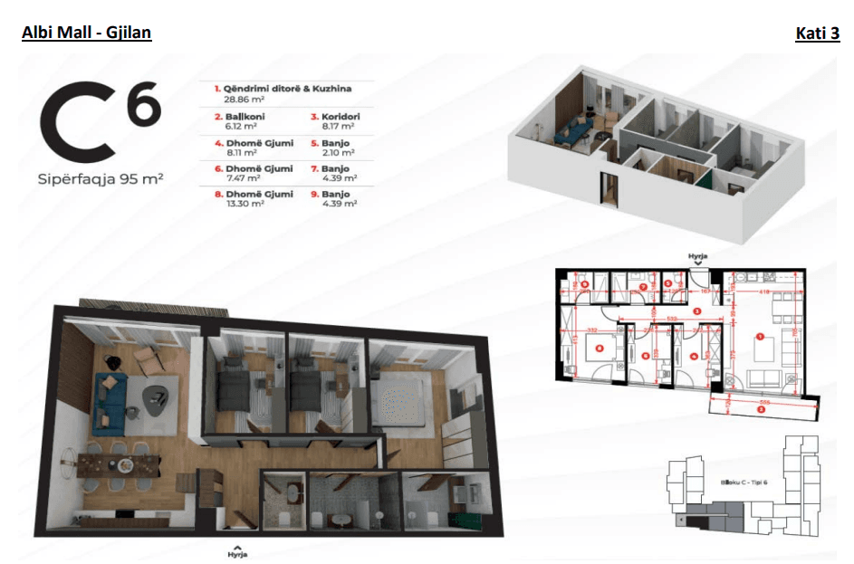 Banesë në SHITJE – 95 m² | Kati i 3-të,
