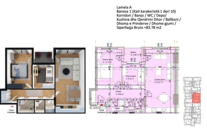 Banesë në SHITJE – 83.78 m² | Fushë 2