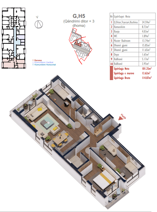 Apartament për SHITJE – 114.87 m² | Kompleksi Shiki, Prishtina e Re