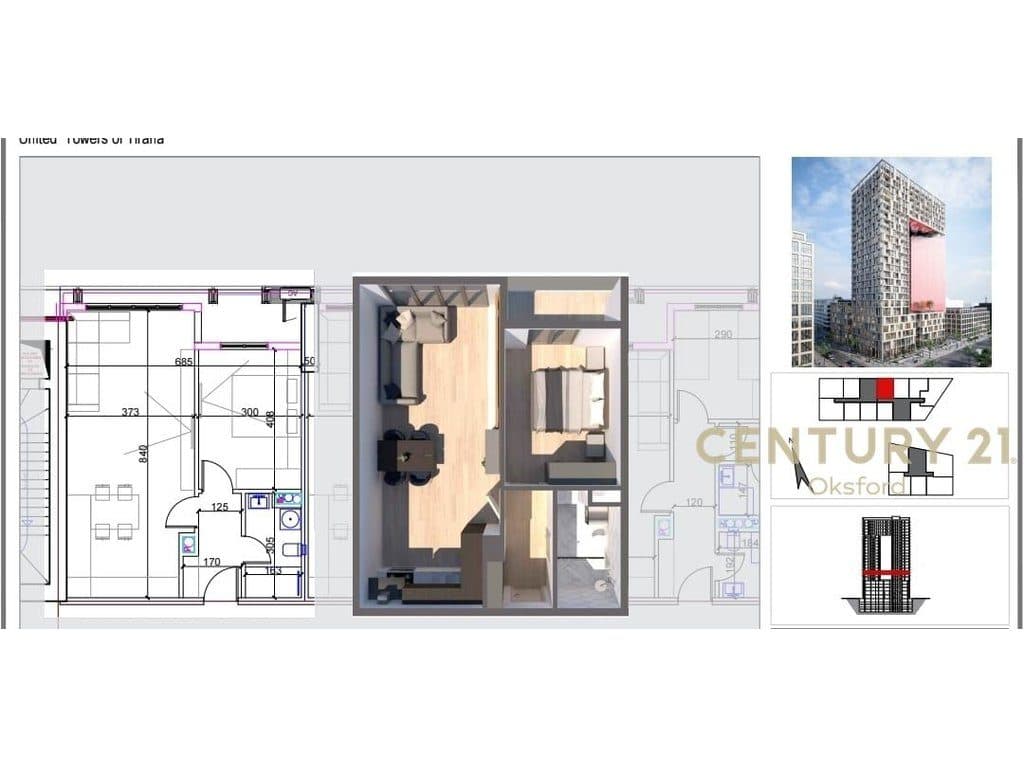 SHESIM APARTAMENT 1+1 PRANE KOMPLEKSIT DINAMO UNITED TOWERS OF TIRANA !!! 4