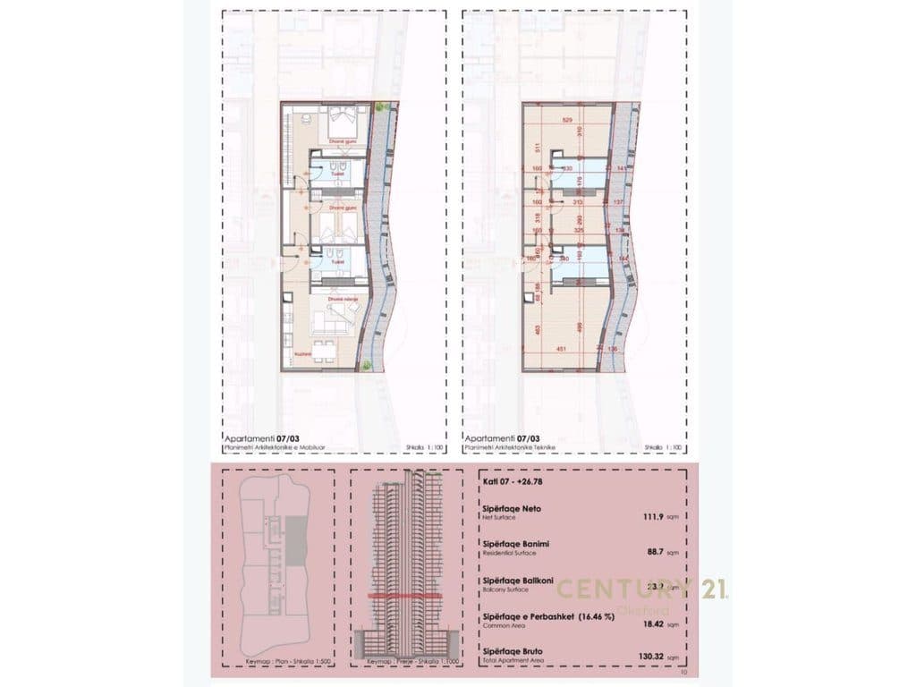 EKSKLUZIVE SHITET APARTAMENT 2+1+2 TEK TOP SEVEN TOWER! 3